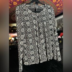 Jane and Delancey Black and White Patterned A-Line Skirt